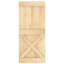 Porte coulissante et kit de quincaillerie 90x210 cm pin massif 