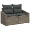 Set de canapés de jardin 3 pièces avec coussins gris en rattan synthétique 