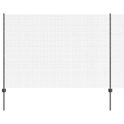 Clôture en fil soudé avec 22 poteaux en U Gris 1.6x25 m Acier 