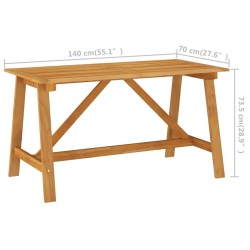 Table à manger de jardin 140x70x73,5 cm Bois d'acacia massif 