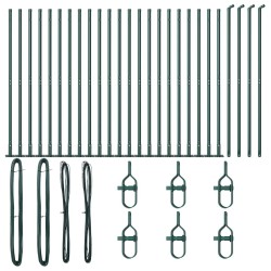 Pieux de clôture avec bases - 26 pièces Ø32mm, 68,5cm en acier galvanisé 