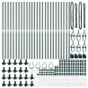 Pieux de clôture avec bases - 26 pièces Ø32mm, 68,5cm en acier galvanisé 