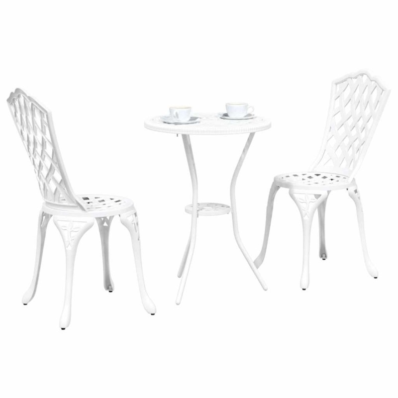 Set de bistro jardin 3 pièces en alu blanc 