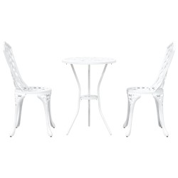 Set de bistro jardin 3 pièces en alu blanc 
