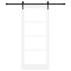 Porte coulissante avec matériel blanc 86x198,5 cm en pin massif 