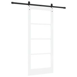 Porte coulissante avec matériel blanc 86x198,5 cm en pin massif 