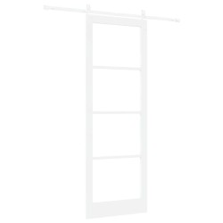 Ensemble de porte coulissante avec matériel blanc 83x232 cm en bois massif en pin 