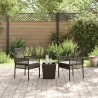 Set de Bistro de Jardin 3 Pièces avec Coussins en Poly Rattan Marron 
