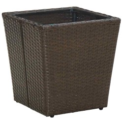Set de Bistro de Jardin 3 Pièces avec Coussins en Poly Rattan Marron 