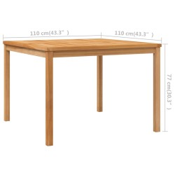 Table à dîner de jardin 110x110x77 cm Bois de teck solide 