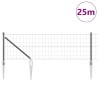 Clôture Euro avec 13 poteaux pointus 0.6 x 25 m en acier galvanisé gris 