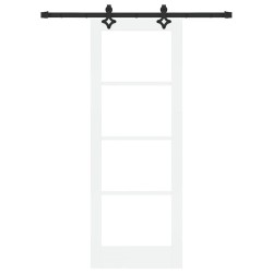 Porte coulissante avec kit de matériel Blanc 73.5x198.5 cm Bois massif en pin 