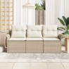 Ensemble de canapé de jardin 3 pièces avec coussins Beige Rattan Poly 