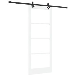 Porte Coulissante avec Matériel Blanc 86x211 cm Bois Massif de Pin 