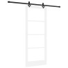 Porte Coulissante avec Matériel Blanc 86x211 cm Bois Massif de Pin 