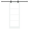 Porte Coulissante avec Matériel Blanc 86x211 cm Bois Massif de Pin 