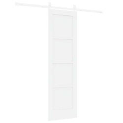Porte Coulissante avec Kit de Quincaillerie Blanche 61x198,5 cm en Bois de Pin Massif 