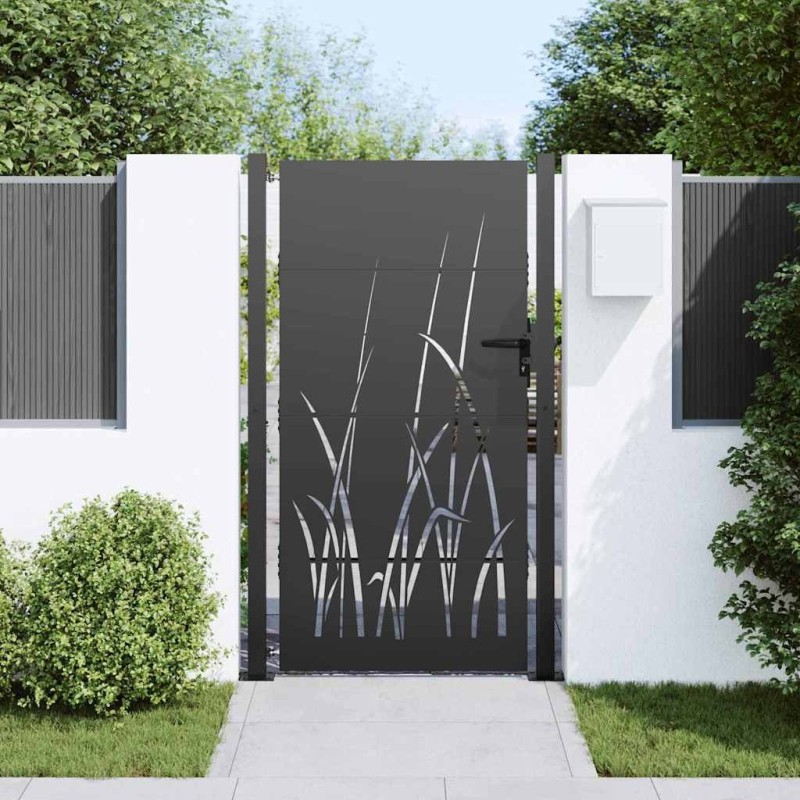 Porte de Jardin Noir 105 x 200 cm Acier peint par poudre 