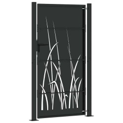 Porte de Jardin Noir 105 x 200 cm Acier peint par poudre 