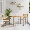 Ensemble de salle à manger de jardin 3 pièces gris en rotin synthétique et acacia 