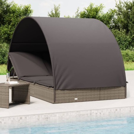 Transat 2 places avec toit rond gris 211x112x140 cm 