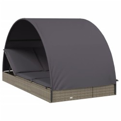 Transat 2 places avec toit rond gris 211x112x140 cm 