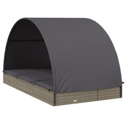 Transat 2 places avec toit rond gris 211x112x140 cm 