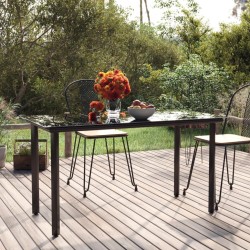Table à dîner de jardin Noir 200x100x74cm Acier et verre trempé 
