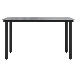 Table à dîner de jardin Noir 200x100x74cm Acier et verre trempé 