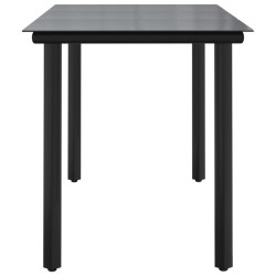 Table à dîner de jardin Noir 200x100x74cm Acier et verre trempé 