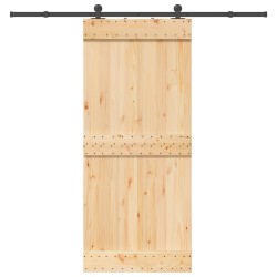Porte coulissante et kit de quincaillerie 90x210 cm pin massif 