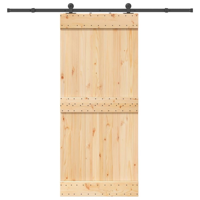 Porte coulissante et kit de quincaillerie 90x210 cm pin massif 