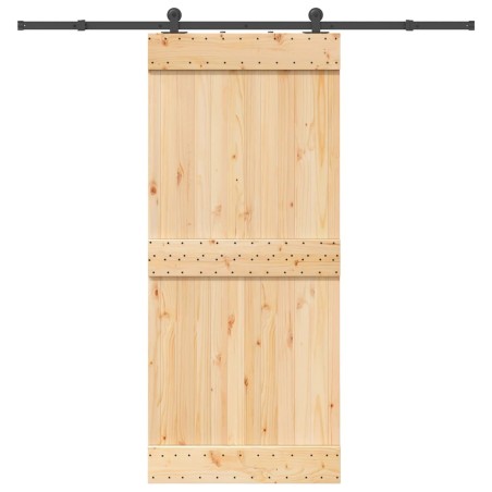 Porte coulissante et kit de quincaillerie 90x210 cm pin massif 