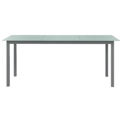 Table de jardin Gris clair 190x90x74 cm Aluminium et verre 