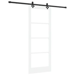 Ensemble de porte coulissante avec matériel blanc 83x211 cm en bois massif de pin 