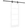 Ensemble de porte coulissante avec matériel blanc 83x211 cm en bois massif de pin 