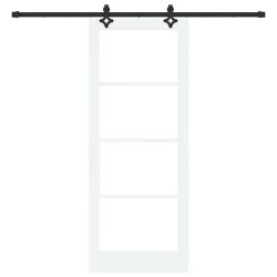 Ensemble de porte coulissante avec matériel blanc 83x211 cm en bois massif de pin 