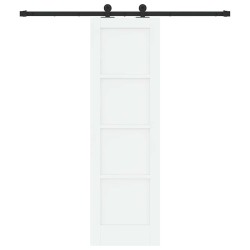 Porte coulissante avec quincaillerie blanche 61x198,5 cm en bois massif de pin 