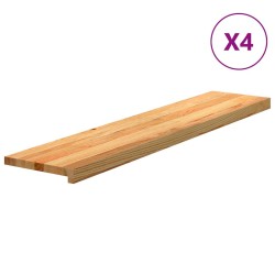 Marches d'escalier 4 pcs marron clair 120x25x2 cm chêne massif 