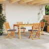 Chaises de jardin pliantes avec coussin gris 4pcs en bois d'acacia massif 