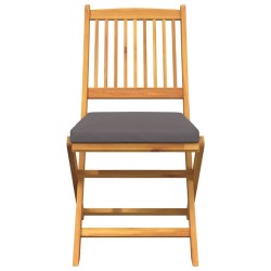 Chaises de jardin pliantes avec coussin gris 4pcs en bois d'acacia massif 