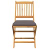 Chaises de jardin pliantes avec coussin gris 4pcs en bois d'acacia massif 