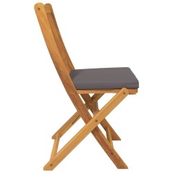 Chaises de jardin pliantes avec coussin gris 4pcs en bois d'acacia massif 