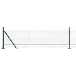 Clôture en fil soudé avec 13 poteaux flangés Vert 0.4x50 m Acier 