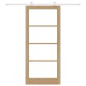 Porte coulissante avec quincaillerie 'ORKDAL'en bois massif et verre 