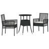 Ensemble de Salle à Manger de Jardin 3 Pièces Noir Poly Rotin 