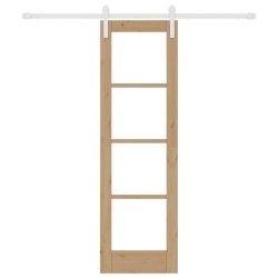 Porte coulissante avec quincaillerie "ORKDAL" en bois massif et verre 