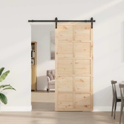 Porte coulissante Marron 80 x 208 cm Bois massif en pin 