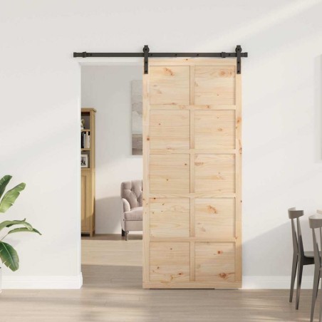 Porte coulissante Marron 80 x 208 cm Bois massif en pin 