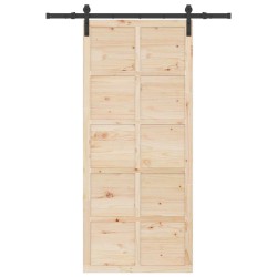 Porte coulissante Marron 80 x 208 cm Bois massif en pin 